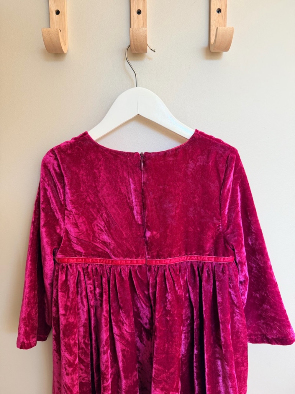 Mini Boden Girls Velvet Dress - Fuchsia Pink - Picture 4 of 5